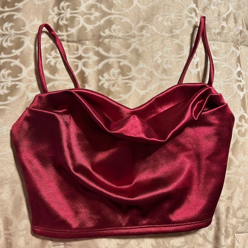 Windsor red satin crop top